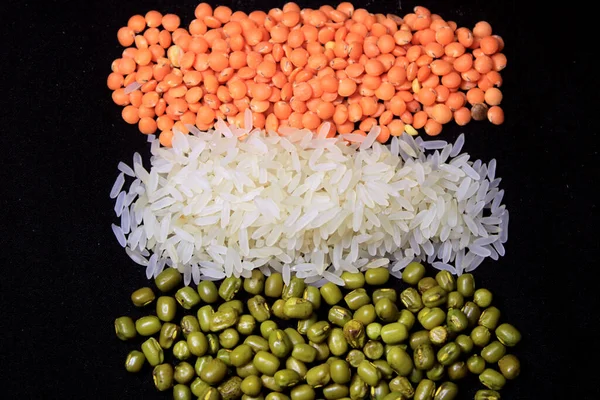 15 August India Independence Day concept, Indian flag made by grains isolated on black background. India Independence Day 15 August conceptual photography : Indian National Flag tricolor from pulse.