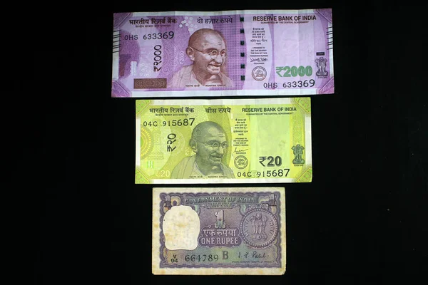 Індійські Гроші 2021 Новою Концепцією Чорному Тлі Концепція Нового 2021 Ліцензійні Стокові Фото
