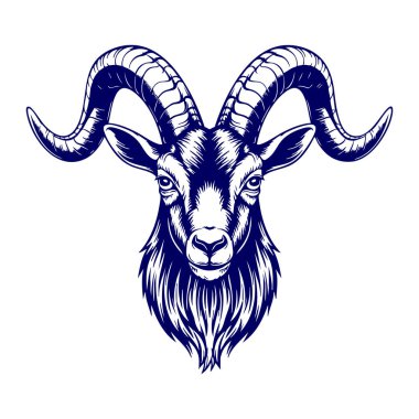 Güçlü boynuzları olan karmaşık koç kafası çizimleri, markalaşma veya sembolik tasarımlar için mükemmel bir güç ve esneklik sembolü, cesur ve göz alıcı.