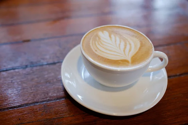 Heiße Kaffeetasse Auf Dem Tisch Entspannen Sie Sich Morgens — Stockfoto