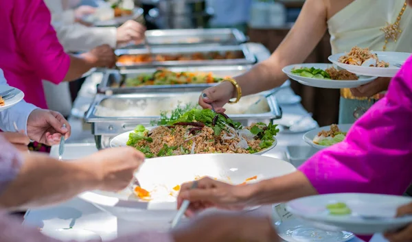 Scooping Food Catering Dinner Time — Stock Photo, Image