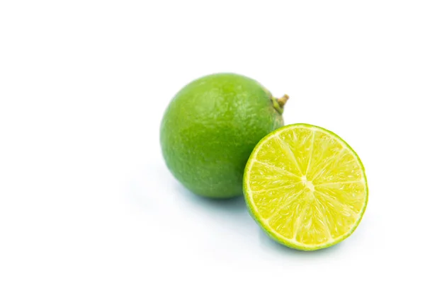 Green Lemons White Background — Stock Photo, Image