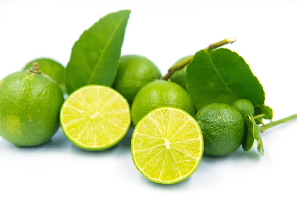 Green Lemons White Background — Stock Photo, Image