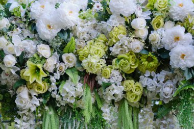 düğün çiçeği arka planı, renkli arkaplan, taze gül, bir demet çiçek