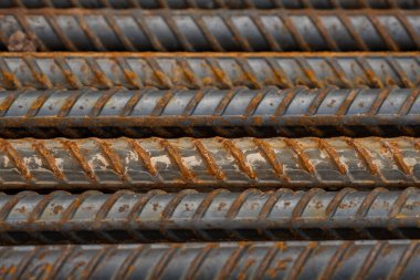 Çelik zemin, inşaat demirleri, tırtıklı çelik yığını.