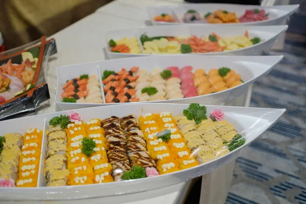 Buffet Restauration Restaurant Mini Canapés Snacks Apéritifs — Photo