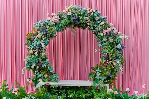 Matrimonio Sfondo Fiore Sfondo Colorato Rosa Fresca Mazzo Fiore — Foto Stock