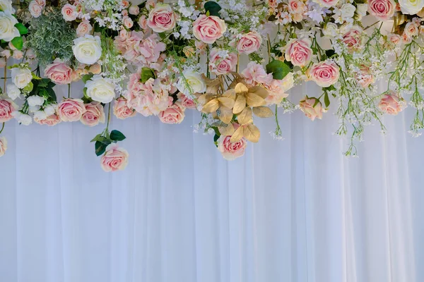 Matrimonio Sfondo Fiore Sfondo Colorato Rosa Fresca Mazzo Fiore — Foto Stock
