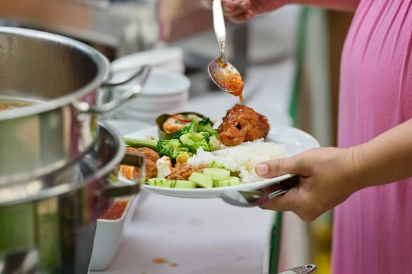 Stravování Formou Švédských Stolů Catering Party Restauraci Mini Canapes Občerstvení — Stock fotografie
