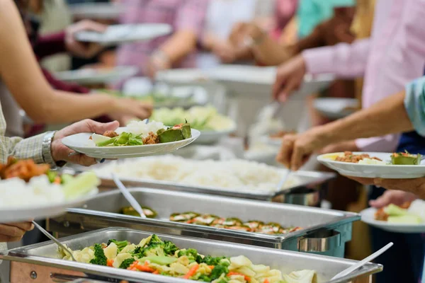 Stravování Formou Švédských Stolů Catering Party Restauraci Mini Canapes Občerstvení — Stock fotografie