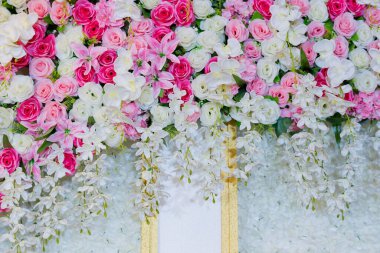 düğün çiçeği arka planı, renkli arkaplan, taze gül, bir demet çiçek