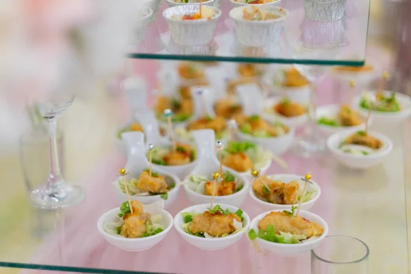 Glass Shots Pastry Wedding Catering Food Mini Canapes Food Tasty — Stock Photo, Image