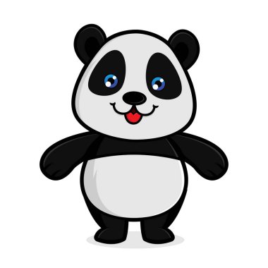 İzole beyaz arka plan gülen panda