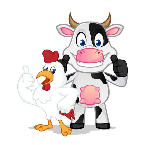 Vaca Pollo Sonriendo — Vector de stock