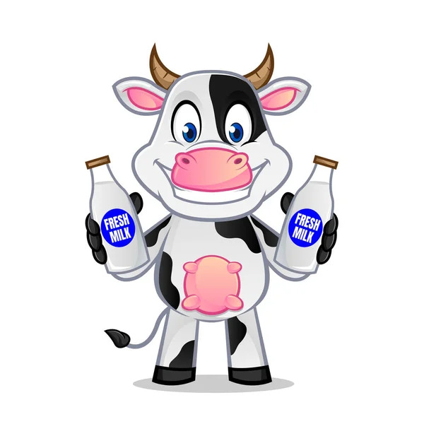 Garrafas Leite Vaca — Vetor de Stock