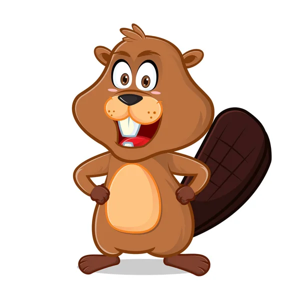 Beaver Sorridente Illustrazione Cartone Animato Può Essere Scaricato Formato Vettoriale — Vettoriale Stock