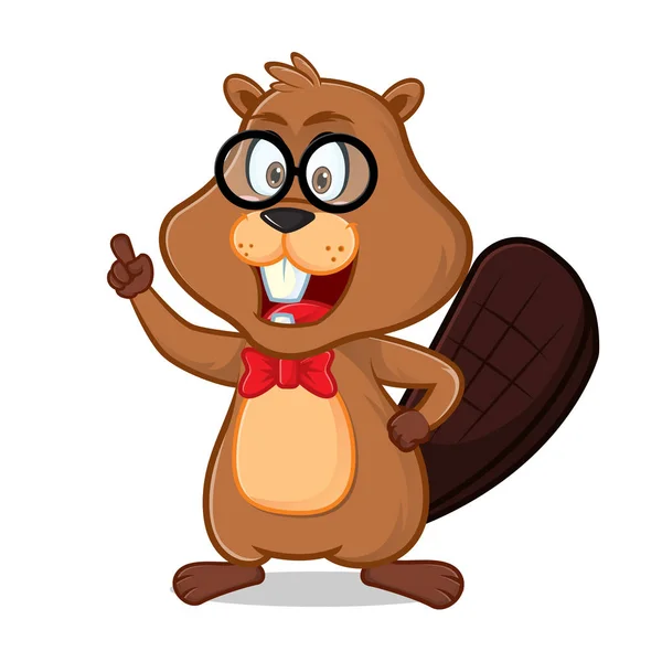 Beaver Come Nerd Geek Cartone Animato Illustrazione Può Essere Scaricato — Vettoriale Stock