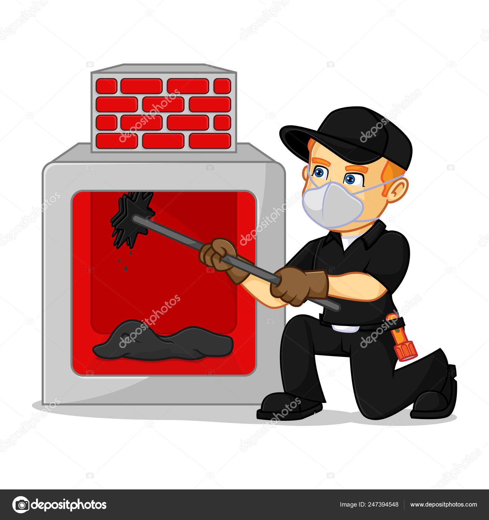 Chimney Sweeper Cleaning Fireplace Cartoon Illustration Can Download Vector  Format Stock Vector Image by ©bamztoon #247394548