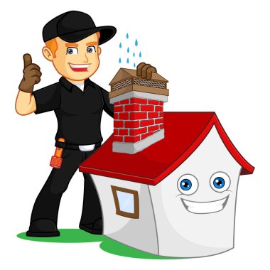 Chimney Sweeper give chimney cap cartoon illustration, can be download in vector format for unlimited image size