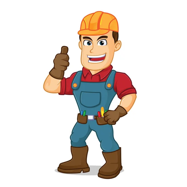 Handyman give thumb up — Stock Vector