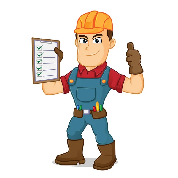 Handyman holding task list — Stock Vector