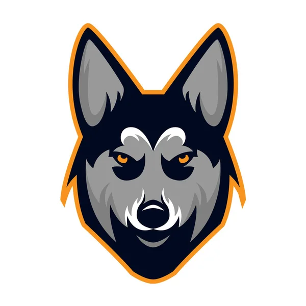 頭のハスキー犬チームのマスコットのロゴ ベクトル形式の無制限のファイル サイズと簡単に色を変更するには — ストックベクタ
