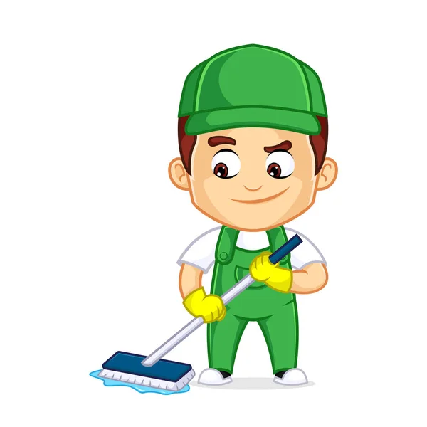 Schoonmaak service clipart cartoon mascotte — Stockvector