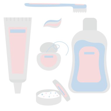 Ağız temizliği için bir takım eşyalar. Diş temizleme malzemeleri. Ağız temizliği..