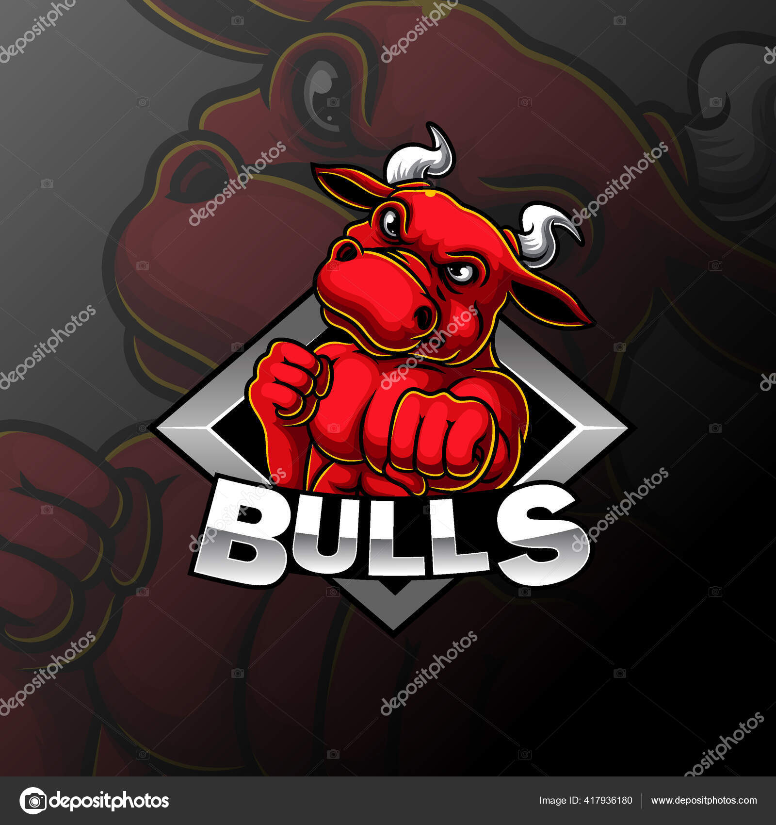 Angry Strong Bull Mascot Sport Logo Design Illustration Stock Vector by  ©21studiodesign2020@gmail.com 417936180, image size:1600x1700