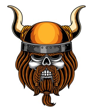 Viking kafatası resimli maskot logosu