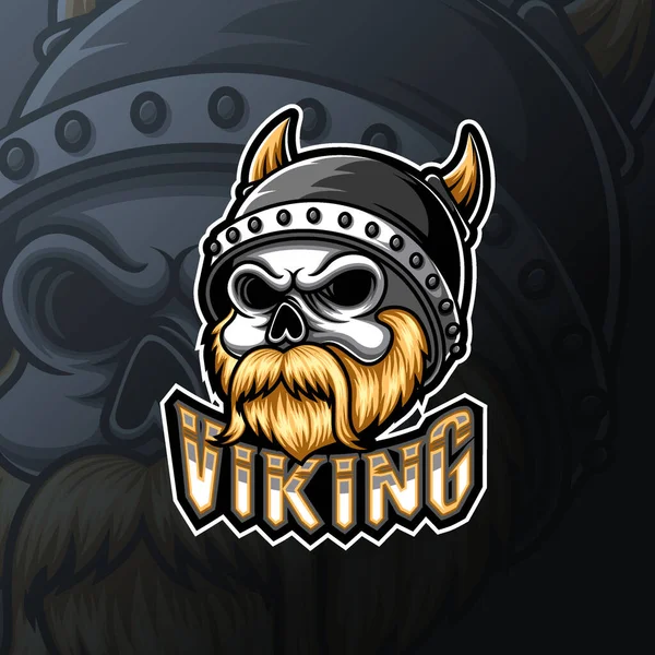 Mascotte Crâne Viking Sport Logo Design Illustration — Image vectorielle