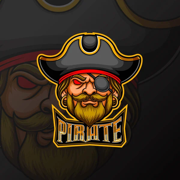 Pirate Mascot Sport Logo Design Illustration — Stock Vector