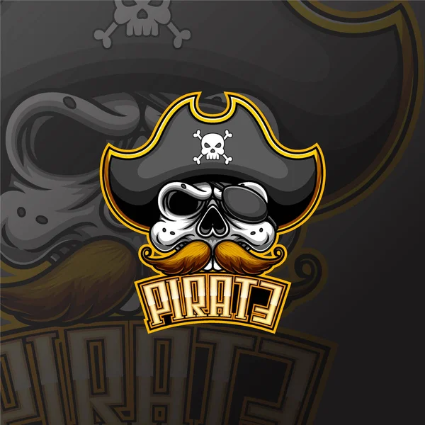 Пірати Талісман Ігровий Логотип Дизайн Ілюстрації — стоковий вектор