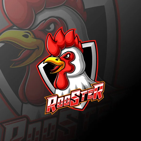 Angry rooster head mascot logo of illustration