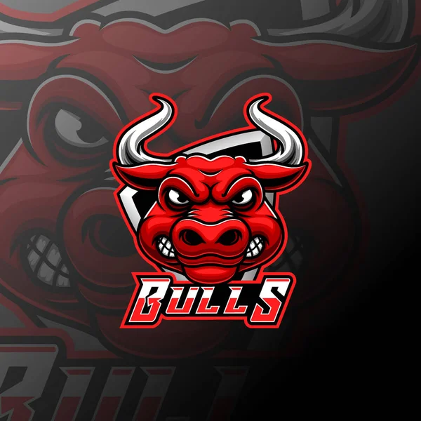 Bull Head Mascot Sport Logo Design Illustration — Stock Vector