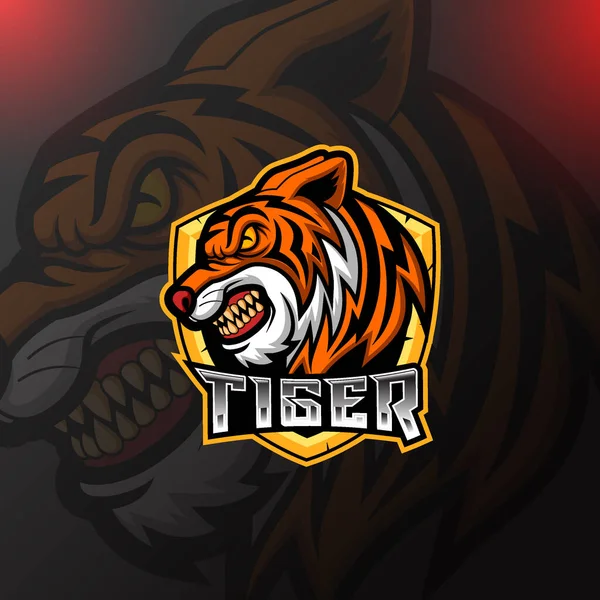 Tiger Mascot Sport Logo Design Illustration — Stock Vector