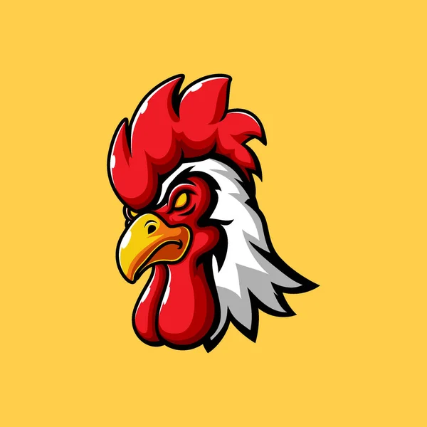 Gallo Cabeza Mascota Logotipo Ilustración — Archivo Imágenes Vectoriales