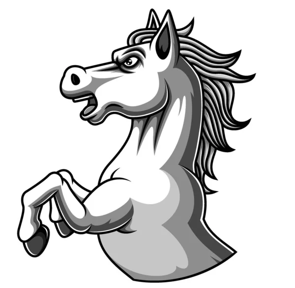 Witte Paard Mascotte Logo Ontwerp Van Illustratie — Stockvector