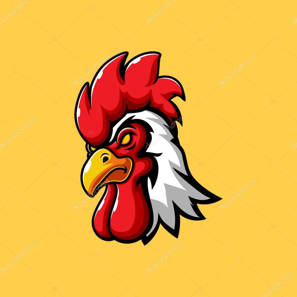 Rooster head mascot logo of illustration