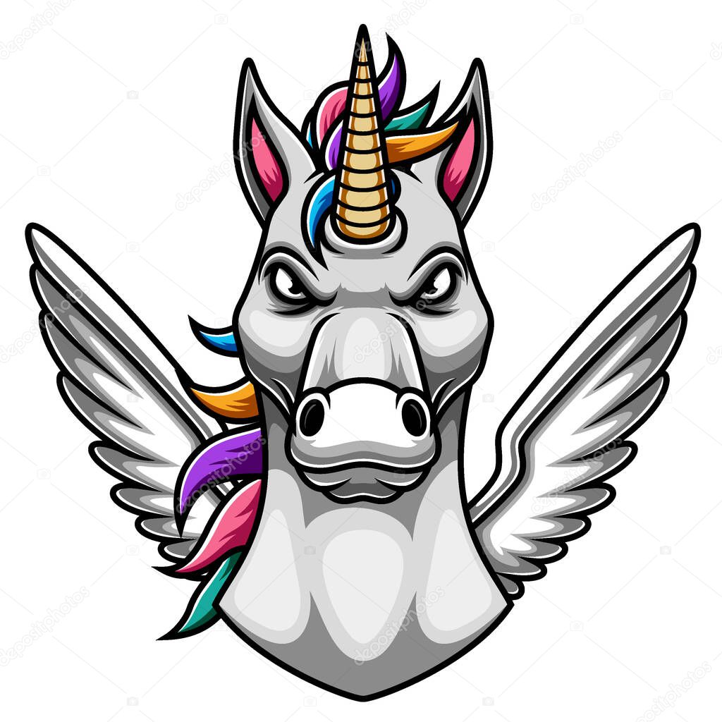 Unicorn mascot logo design of illustration