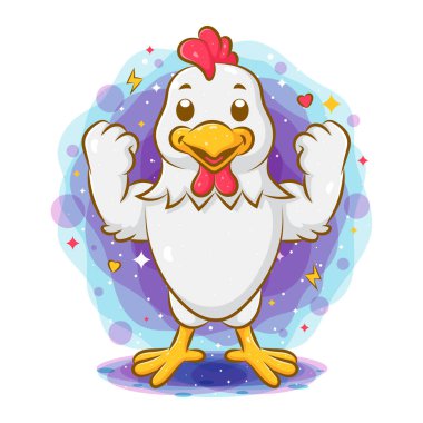 Güçlü horoz ayakta duruyor ve iyi bir bedene sahip.