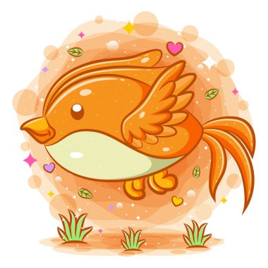 İllüstrasyonun sevimli uçan çizgi film karakteri