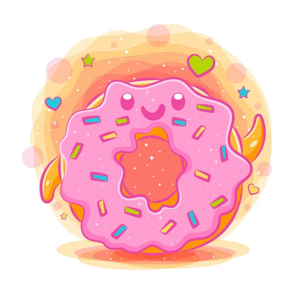 Donuts Mignon Kawaii Dessin Animé Illustration — Image vectorielle