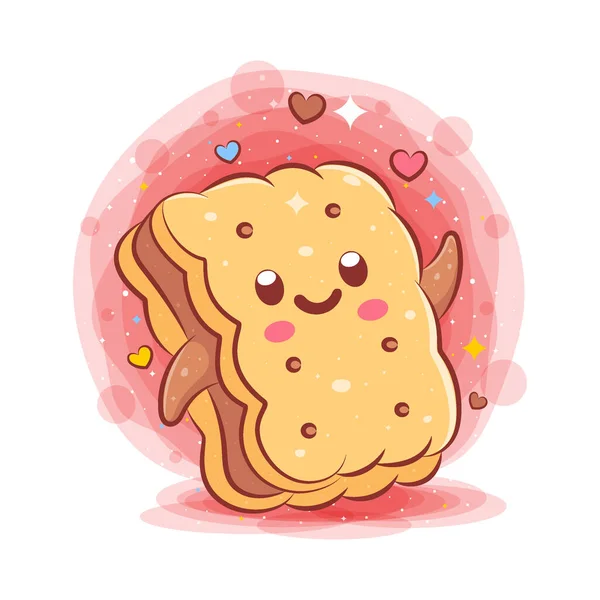 Bröd Kawaii Tecknad Karaktär Illustration — Stock vektor