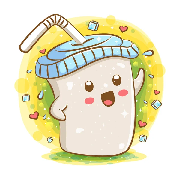 Tapioca Latte Kawaii Cartone Animato Personaggio Illustrazione — Vettoriale Stock