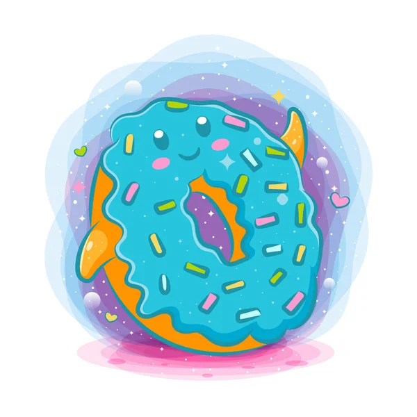 Символ Иллюстрации Сладкие Пончики Кавайи — стоковый вектор