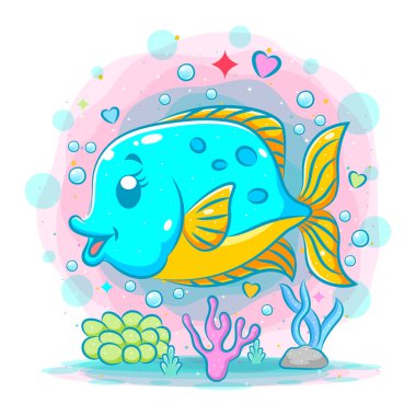 Güzel resimli mavi küçük disk.