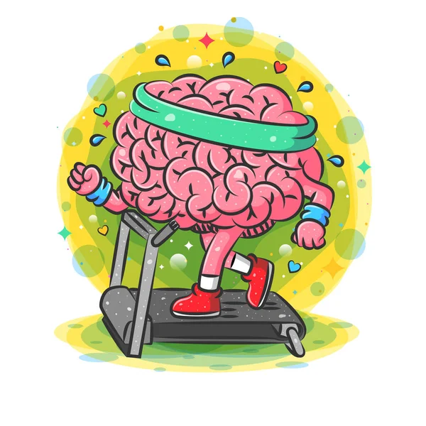 Ilustración Cerebral Ejecuta Cinta Correr Ilustración — Vector de stock