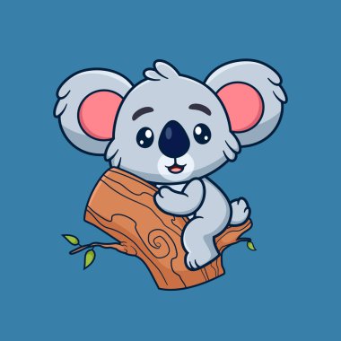Ağaçta asılı şirin bir Koala Vektör Simgesi Çizimi. Hayvan Doğa Simgesi Konsepti