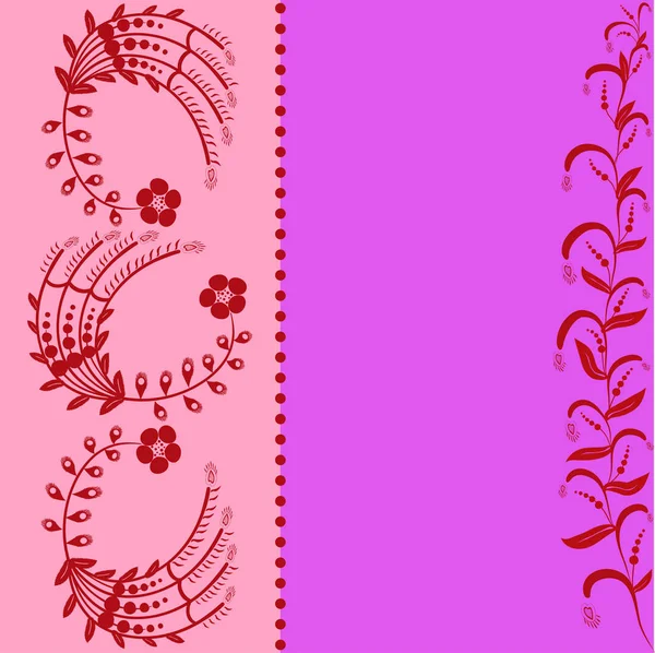 Pink Background Ornamental Flowers — Stock Vector